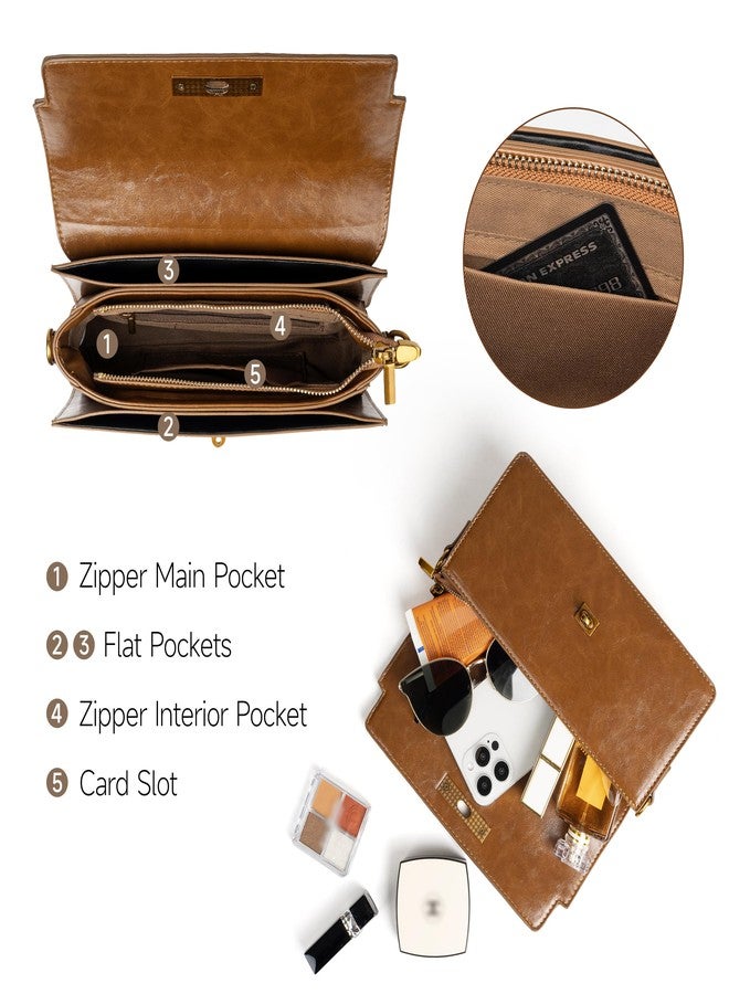 Joryin Shoulder Bag Flap Crossbody Bag for Women Small Purses Clutch Brown Handbag Underarm Bag Tote Bag - Image 5