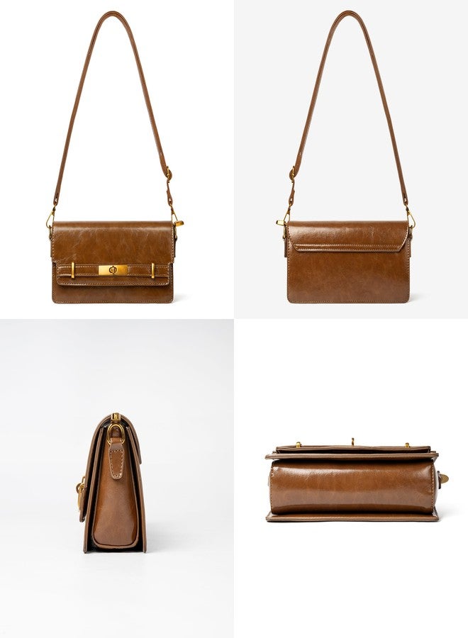Joryin Shoulder Bag Flap Crossbody Bag for Women Small Purses Clutch Brown Handbag Underarm Bag Tote Bag - Image 3