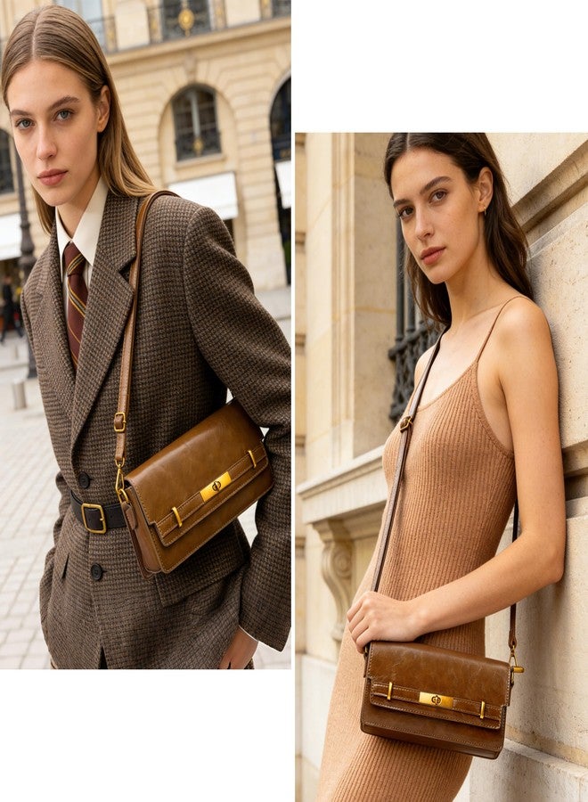 Joryin Shoulder Bag Flap Crossbody Bag for Women Small Purses Clutch Brown Handbag Underarm Bag Tote Bag - Image 2