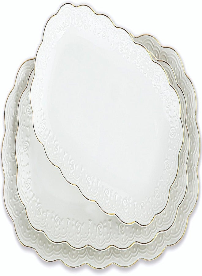 Kassel Ceramic Serving Platter Set | 14”/12”/10” Oval Serving Trays for Entertaining at Parties and Weddings | Oven Safe Large Serving Trays for Tacos, Steak, and Cake - Image 1