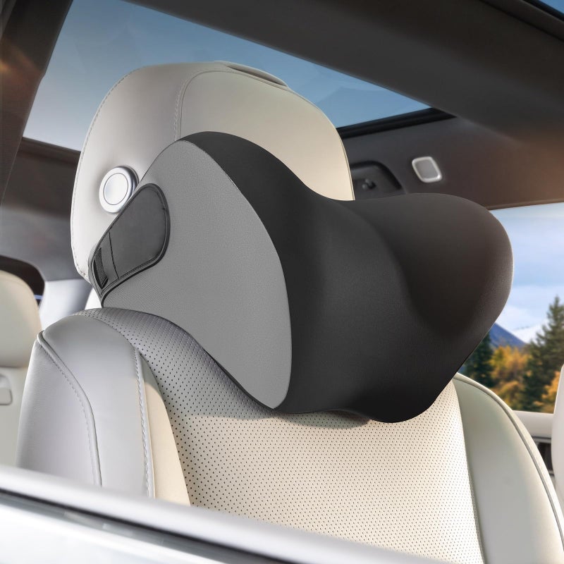 BEBAS Memory Foam Car Neck Pillow Black - Ergonomic Neck Support for Long Drive, Comfortable & Washable Cover, Pain Relief for Travel and Commuting (1-Pack) - Image 1