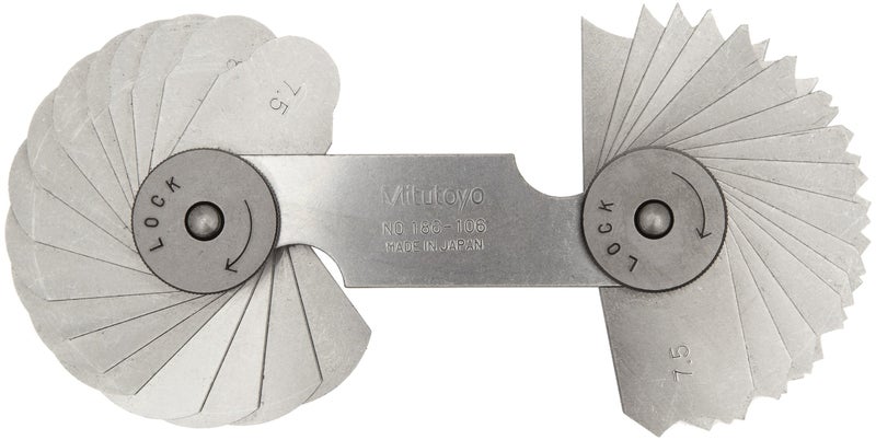 Mitutoyo 186-106, Radius Gage Set, 32 Pairs of Leaves, 7.5mm to 15mm by 0.5mm - Image 5