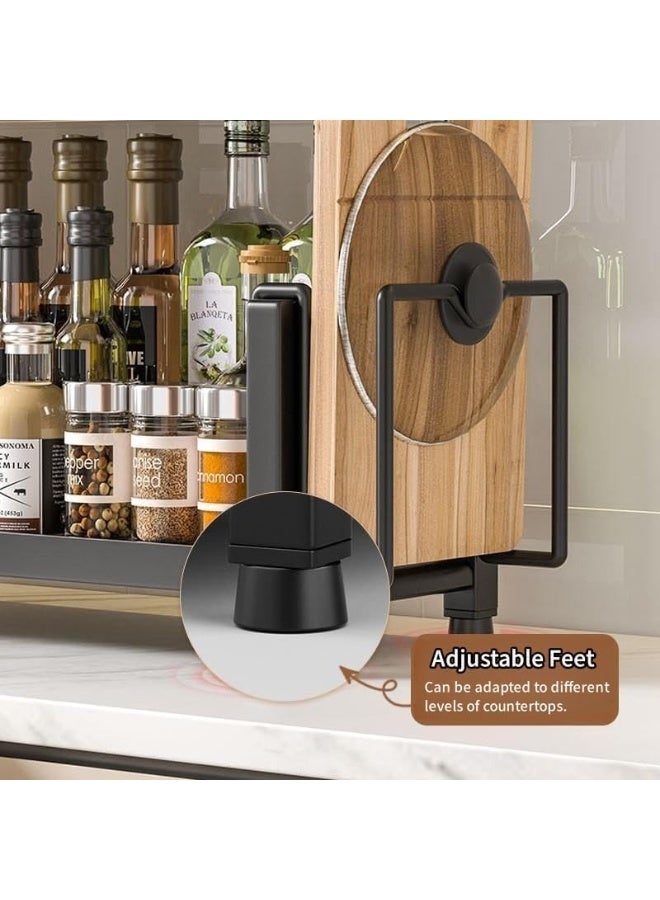 BLOOMING TIME 3-Tier Carbon Steel Kitchen Organizer - Black Painted Countertop Storage Rack for Spices, Knives, and Utensils, Standing Shelf - Image 3