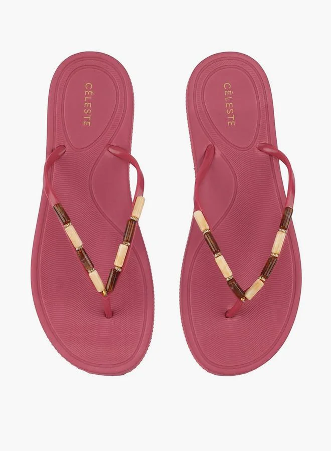 Celeste Women Bead Embellished Flip Flops