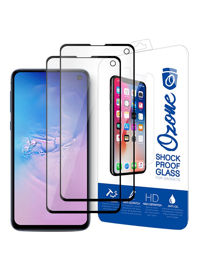 دوسالا لاصقتا حماية للشاشة من الزجاج المقوى لهاتف سامسونج جالاكسي S10 شفاف/ أسود