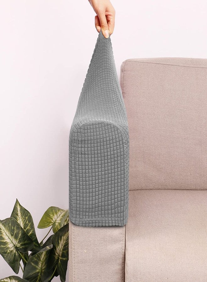 Sewroro 2pcs Sofa Armrest Covers, Stretch Chair Arm Protectors Washable Universal Armchair Slipcover Arm Cover for Home Office (Light Grey) - Image 4