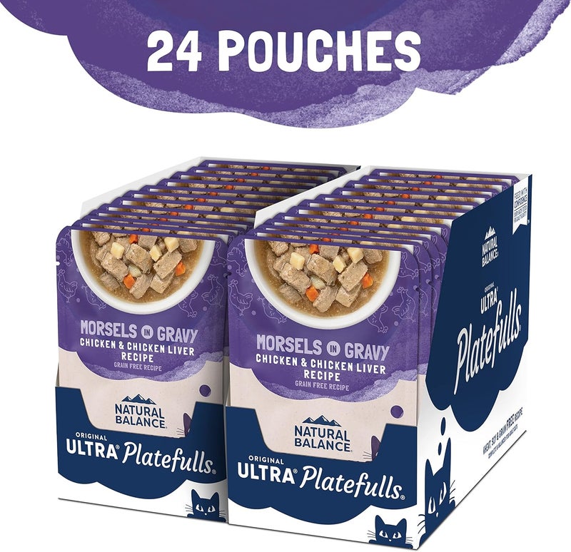 Natural Balance Platefulls Grain Free Indoor Chicken & Chicken Liver Recipe Cat Food - 3 oz Pouch - Image 2