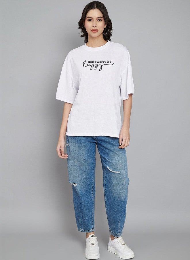 Trend Level Women Typography Printed Drop-Shoulder Sleeves T-shirt - Image 5