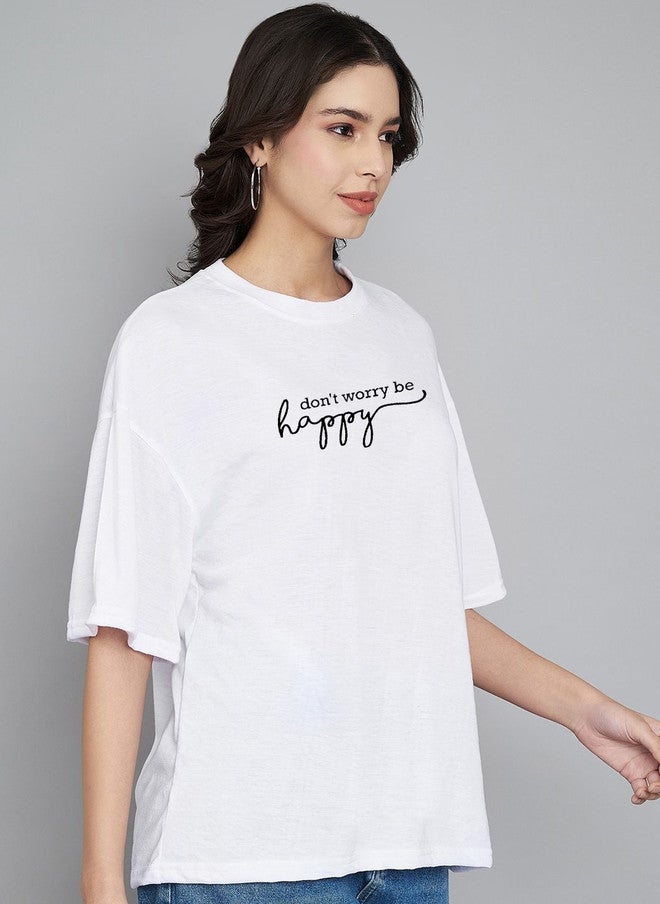 Trend Level Women Typography Printed Drop-Shoulder Sleeves T-shirt - Image 3