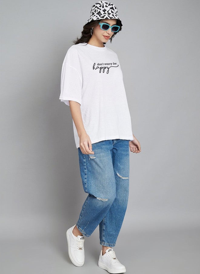 Trend Level Women Typography Printed Drop-Shoulder Sleeves T-shirt - Image 4