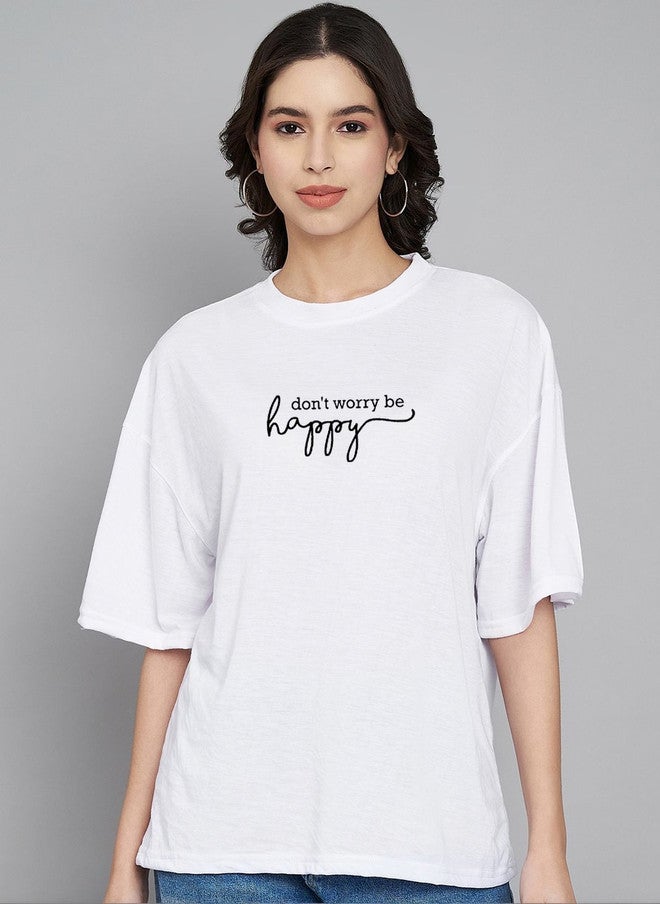 Trend Level Women Typography Printed Drop-Shoulder Sleeves T-shirt - Image 1