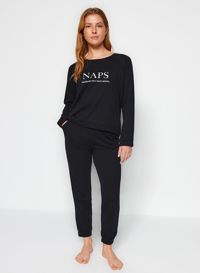 trendyol Pajama Pants - Black - Solid Color  - Image 2