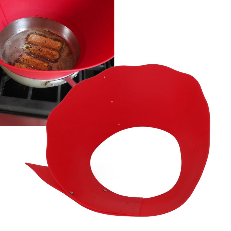 Splatter Guard Silicone Anti Oil Splashing Adjustable Frying Pan Wall Cooking Supplies Red - Image 3