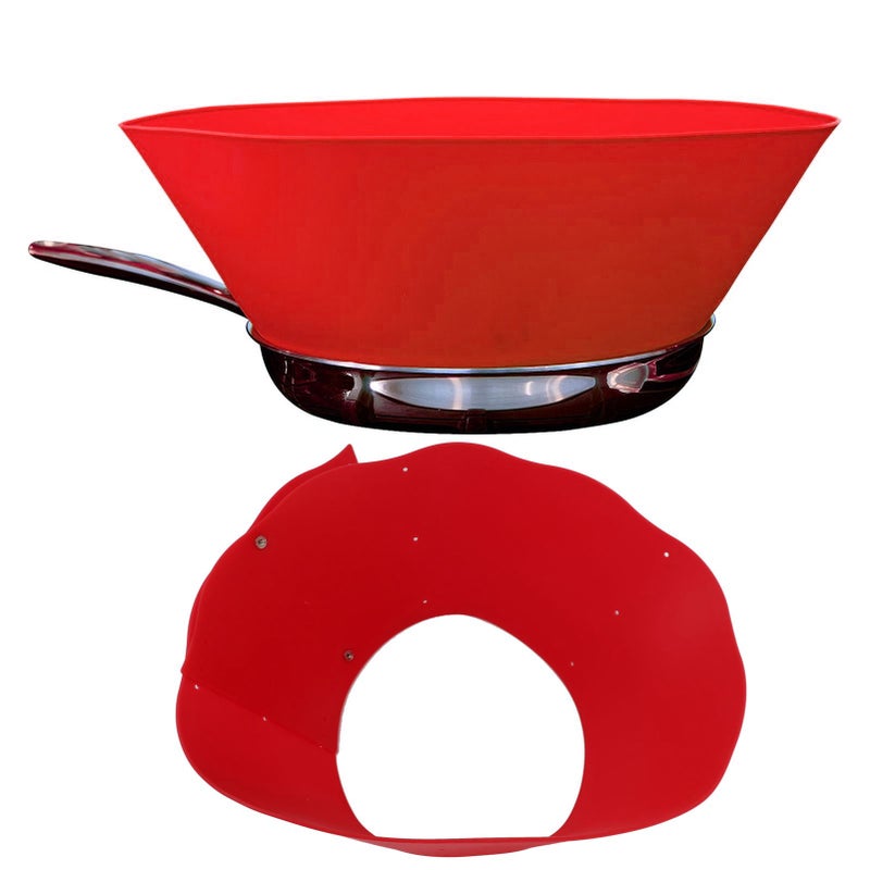 Splatter Guard Silicone Anti Oil Splashing Adjustable Frying Pan Wall Cooking Supplies Red - Image 4