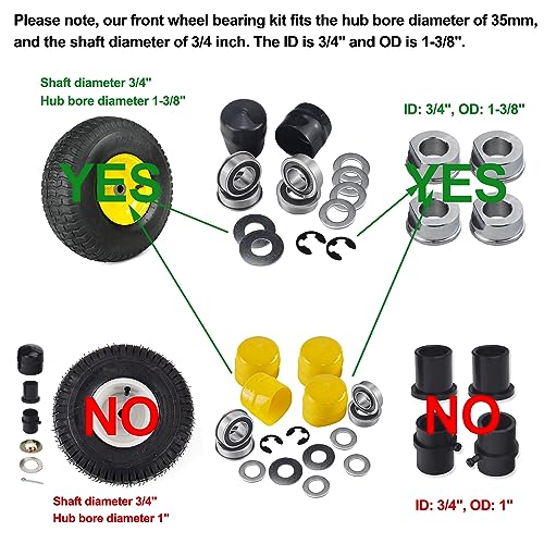 KINTLE 9040H Front Wheel Bushing to Bearing Conversion Kit W/Grease Compatible with Craftsman, Poulan, Husqvarna, Jonsered, Murray Lawn Mower Fits 532009040, 532124959, 91334, 491334MA, 5920H, 9040HR, 9040N - Image 4