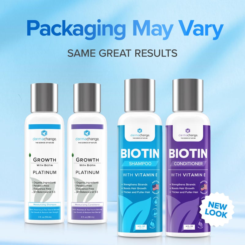 dermachange Biotin Hair Growth Shampoo and Conditioner Set - Sulfate Free, Deep Conditioner for Dry Damaged Hair - Made in USA (4 oz) - Image 2