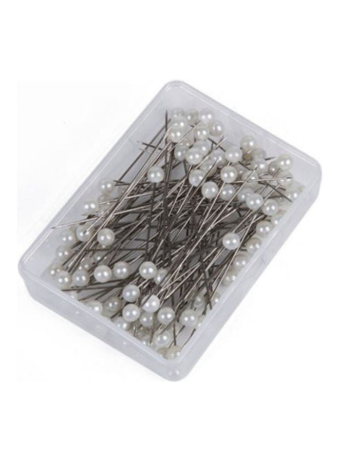 NIBEMINENT A Set Of 50 Pieces Plastic Pearl-Shaped Pins, Pearlescent White Ball Positioning Pins White/Silver