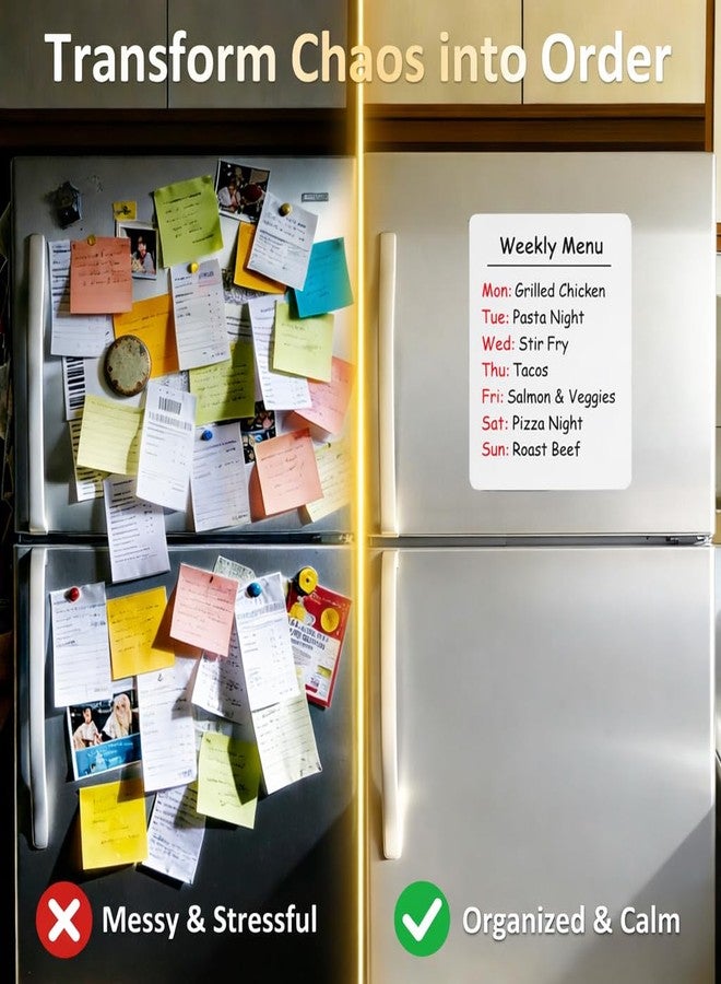 Warasee Magnetic Whiteboard for Fridge 12" x 8": Small Dry Erase Board Sheet for Kitchen Refrigerator as Weekly Menu Planner with Strong Magnet Backing - Flat Ships - Image 3