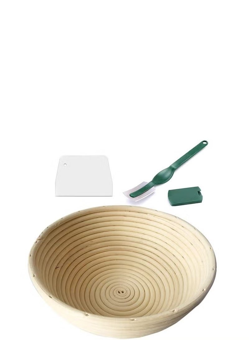2 Set 9 Inch Proofing Baskets Bread Basket +Bread Lame +Dough Scraper+ Linen Liner Cloth for Professional Home Bakers  - Image 1