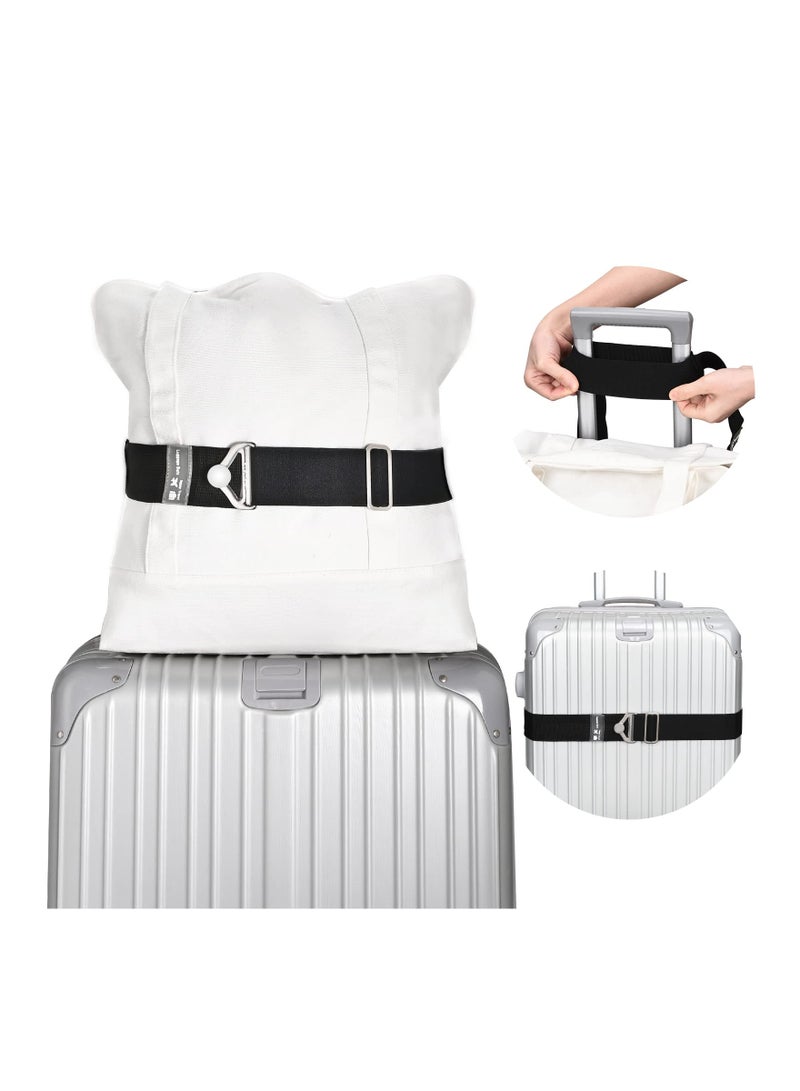 Excefore 2-in-1 Travel Belt Luggage Straps Over Handle for Carry-On Bag, Elastic Add a Bag Bungees Luggage Belt Suitcases Adjustable with Alloy Buckle, Hands-Free for Airport, Trip (Black) - Image 1