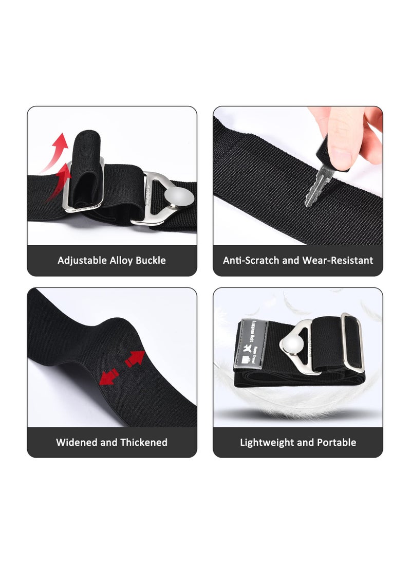 Excefore 2-in-1 Travel Belt Luggage Straps Over Handle for Carry-On Bag, Elastic Add a Bag Bungees Luggage Belt Suitcases Adjustable with Alloy Buckle, Hands-Free for Airport, Trip (Black) - Image 5