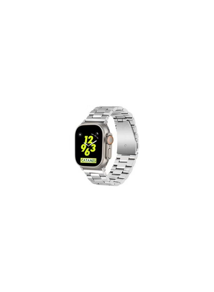 CATANES Apple Watch Ultra Band 49mm Stainless Steel Band Metal Strap Compatible with Apple Watch Series 49mm/45mm/44mm/42mm Silver - Image 1