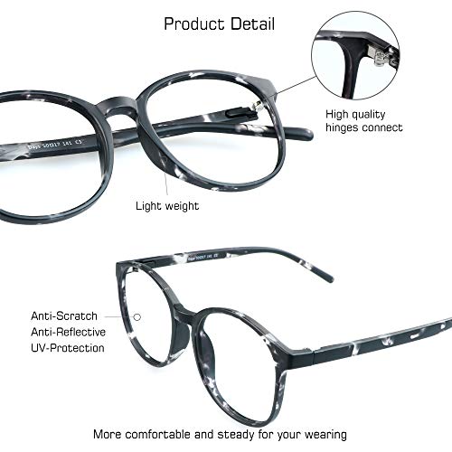 VisionGlobal Blue Light Blocking Glasses for Women/Men, Anti Eyestrain, Computer Reading, TV Glasses, Stylish Oval Frame, Anti Glare(Gray,No Magnification) - Image 2