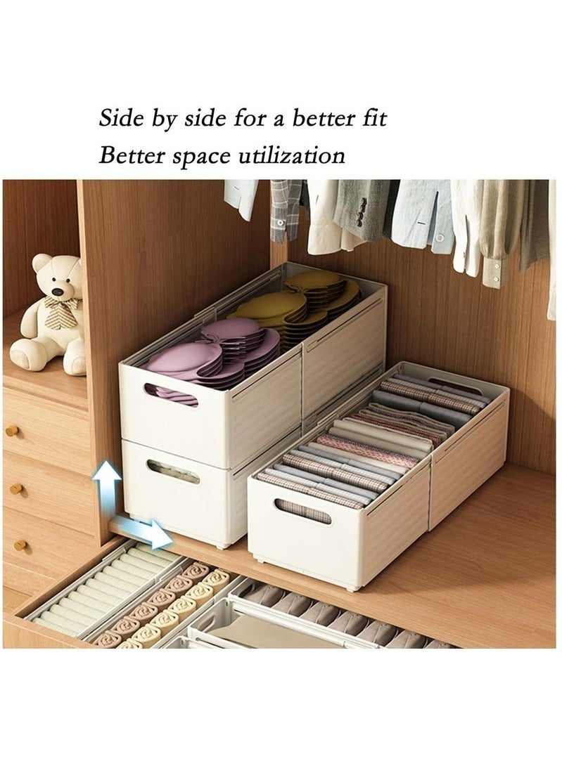 MIXDE 3 Pack Adjustable Expandable Large Capacity Plastic Drawer Organizer, Stackable Storage Box, Drawer Organizers Box, Wardrobe Clothes Organizers Bins, Kitchen Home Desktop Storage Box - Image 3