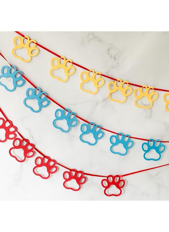 Pinfliers - Pinfliers Cartoon Birthday Decorations|Dog Birthday Decorations|Pet Puppy Paw ty Barkday Party Theme Paper Decoration Items|Paper Bunting, Pennants,Banner, 18 pieces, Red, Blue, Yellow,6 feet - Image 1