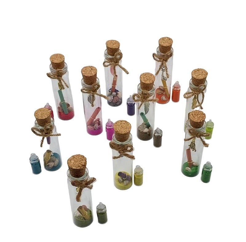 TEJ GIFTS Message Bottles for Your Loved One Sea Themed Token of Love Valentines Anniversary Birthday Gift Capsule Message Bottle Wooden Tissue Cork Closure Message Multicolor Pack Of 10 - Image 2
