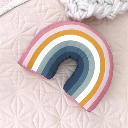 Peach Cuddle Cute Rainbow Shaped Velvet Fluffy Cushion for Kids Room, Living Room, Bedroom, Luxury Furnishing, Throw Pillow (16x18 inch, Blue) Rainbow Cushion - Image 3