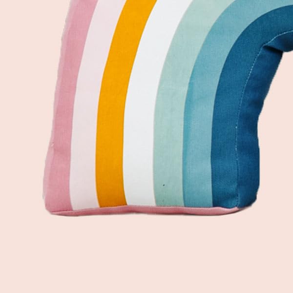 Peach Cuddle Cute Rainbow Shaped Velvet Fluffy Cushion for Kids Room, Living Room, Bedroom, Luxury Furnishing, Throw Pillow (16x18 inch, Blue) Rainbow Cushion - Image 5