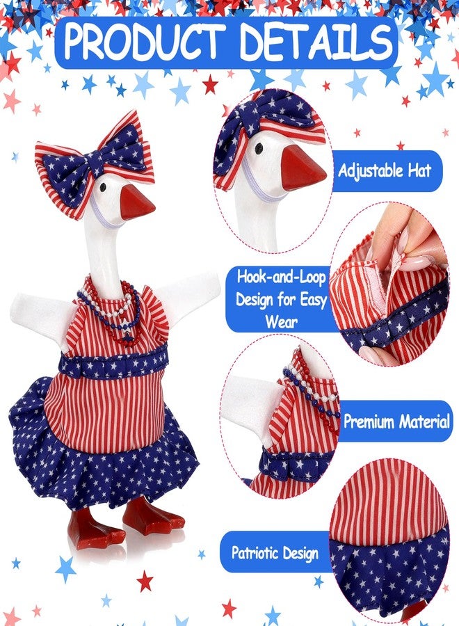 YGEINIT 7 Inch Desk Goose Outfits,4th of July Desk Goose Clothes Accessories,Independence Day Patriotic Decor for Desktop Goose Statues Office and Home Table,4th of July Gifts - Image 3