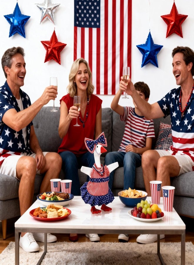 YGEINIT 7 Inch Desk Goose Outfits,4th of July Desk Goose Clothes Accessories,Independence Day Patriotic Decor for Desktop Goose Statues Office and Home Table,4th of July Gifts - Image 4