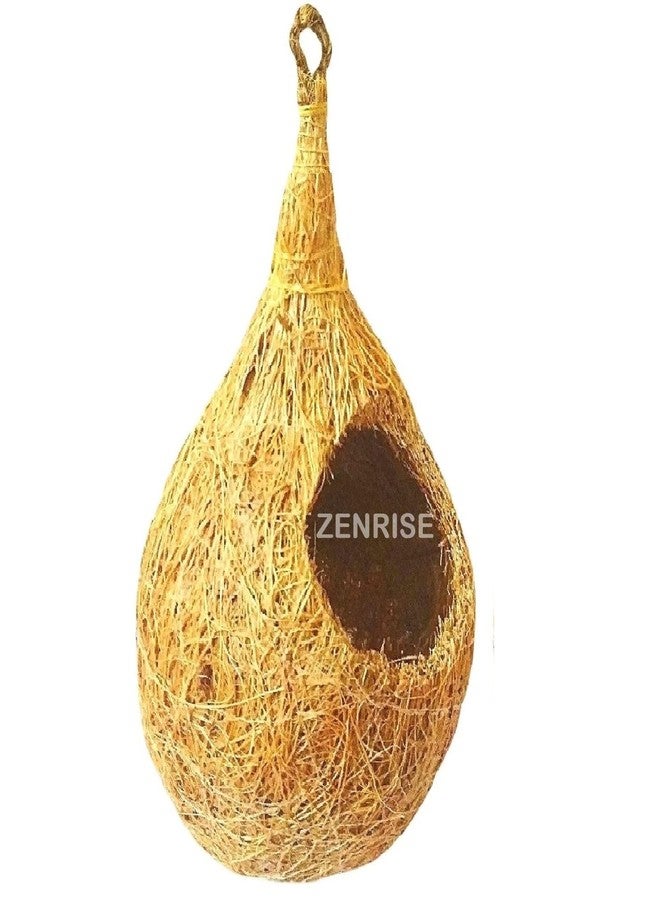 ZENRISE عش طيور زينرايز® المصنوع من ألياف جوز الهند بنسبة 100% للطيور الأليفة في الأقفاص والعصافير في الشرفات (بيج) - قطعة واحدة - Image 1