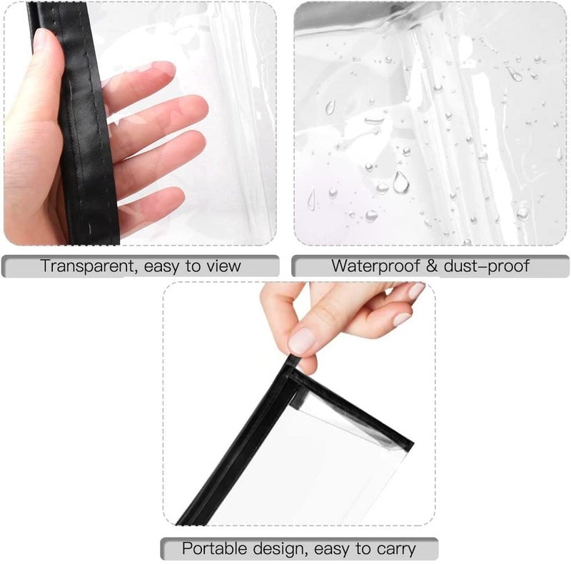 AQBAH Polyurethane Large Capacity Big Pencil Pouch For Girls & Boys, Transparent Pen Bag Organizer For School, Multi-Purpose Stationary Bag Pack Of 1 (Black) - Image 3