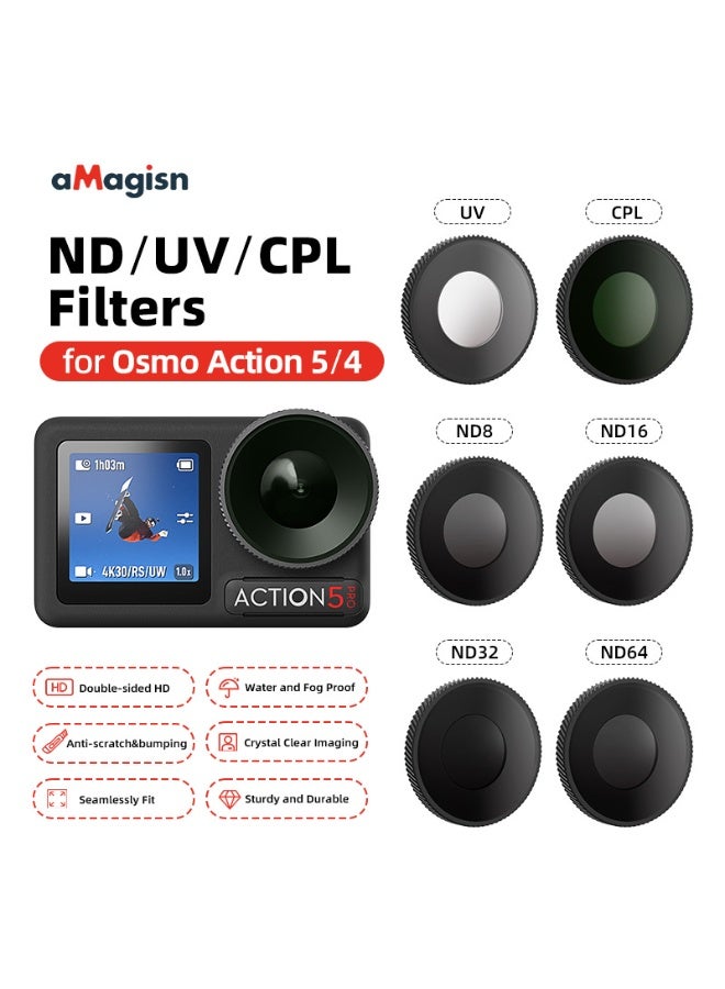 aMagisn فلتر عدسة UV لـ DJI Osmo Action 5Pro/4 – فلتر زجاجي متعدد الطبقات مقاوم للماء والضباب، بسمك 1.5 مم وإطار ألمنيوم، مضاد للانعكاس بدون زوايا مظلمة – فلتر قوي لكاميرات الحركة - Image 2