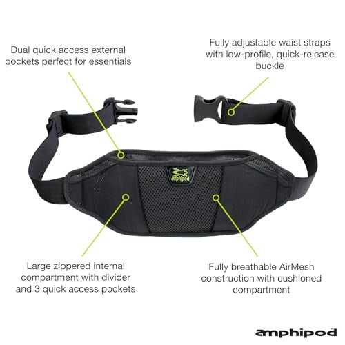 Amphipod AirFlow Endurance Waistpack, Bounce Free Runners Storage Fanny Pack Waist Bag for Running, Jogging, Men & Women, Black, OS - Image 2