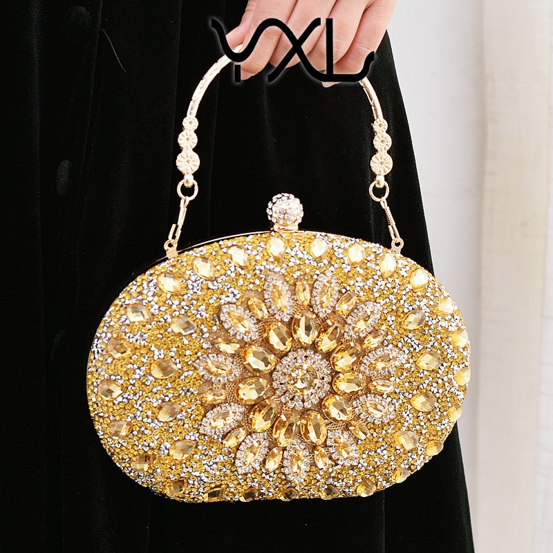 Explosions Sunflower Evening Bag Fashion Banquet Clutch Bag Dress Evening Bag Diamond-Studded Bag Party Bag - Image 2