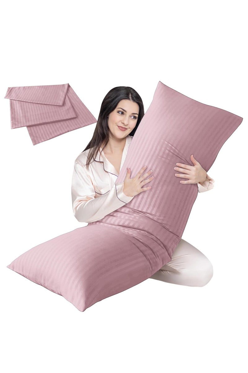 Pioneer Full Body Pillow Insert with Pink Pillowcase - Fluffy Long Bed Pillow for Adults - Firm Large Body Pillow with Washable Cover for Side and Back Sleepers - 20x54 Inch(Pink) - Image 1