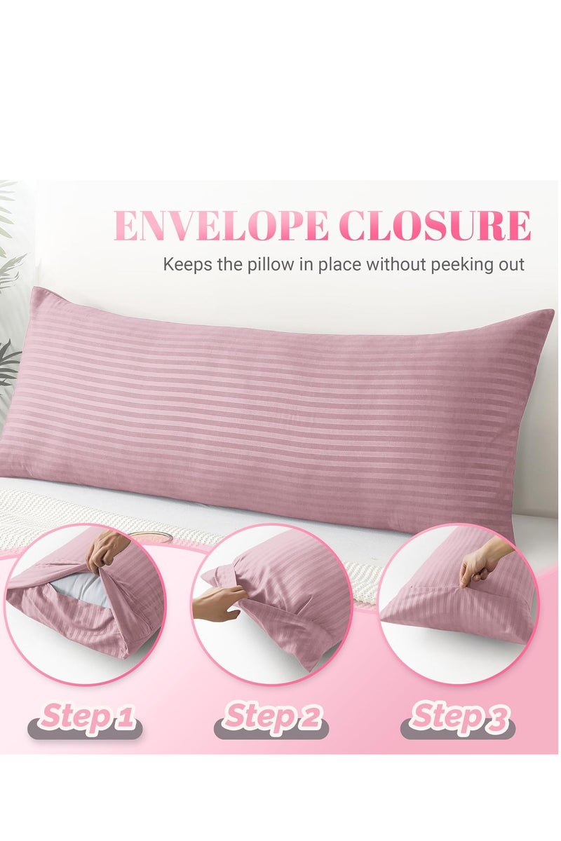 Pioneer Full Body Pillow Insert with Pink Pillowcase - Fluffy Long Bed Pillow for Adults - Firm Large Body Pillow with Washable Cover for Side and Back Sleepers - 20x54 Inch(Pink) - Image 4