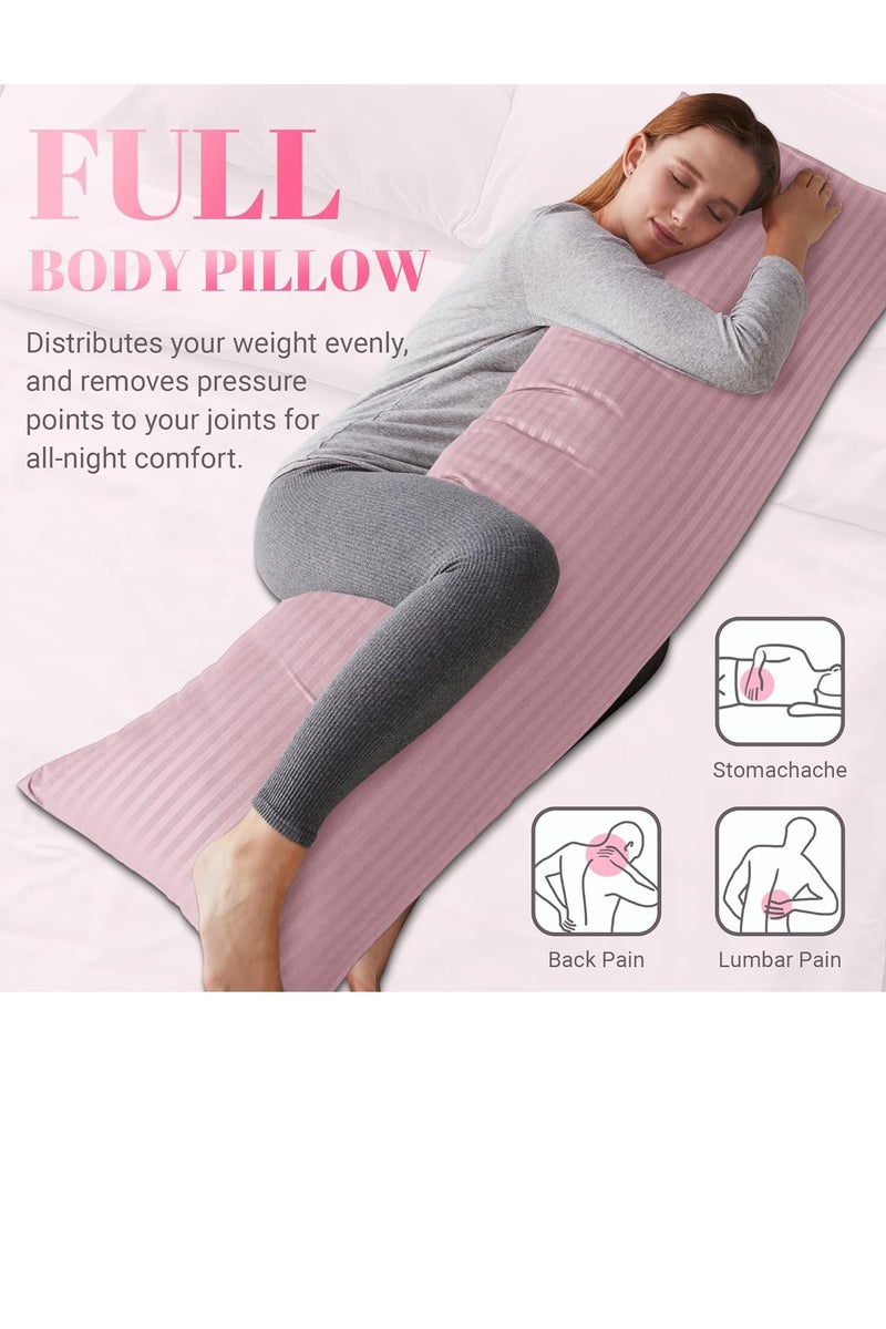 Pioneer Full Body Pillow Insert with Pink Pillowcase - Fluffy Long Bed Pillow for Adults - Firm Large Body Pillow with Washable Cover for Side and Back Sleepers - 20x54 Inch(Pink) - Image 5