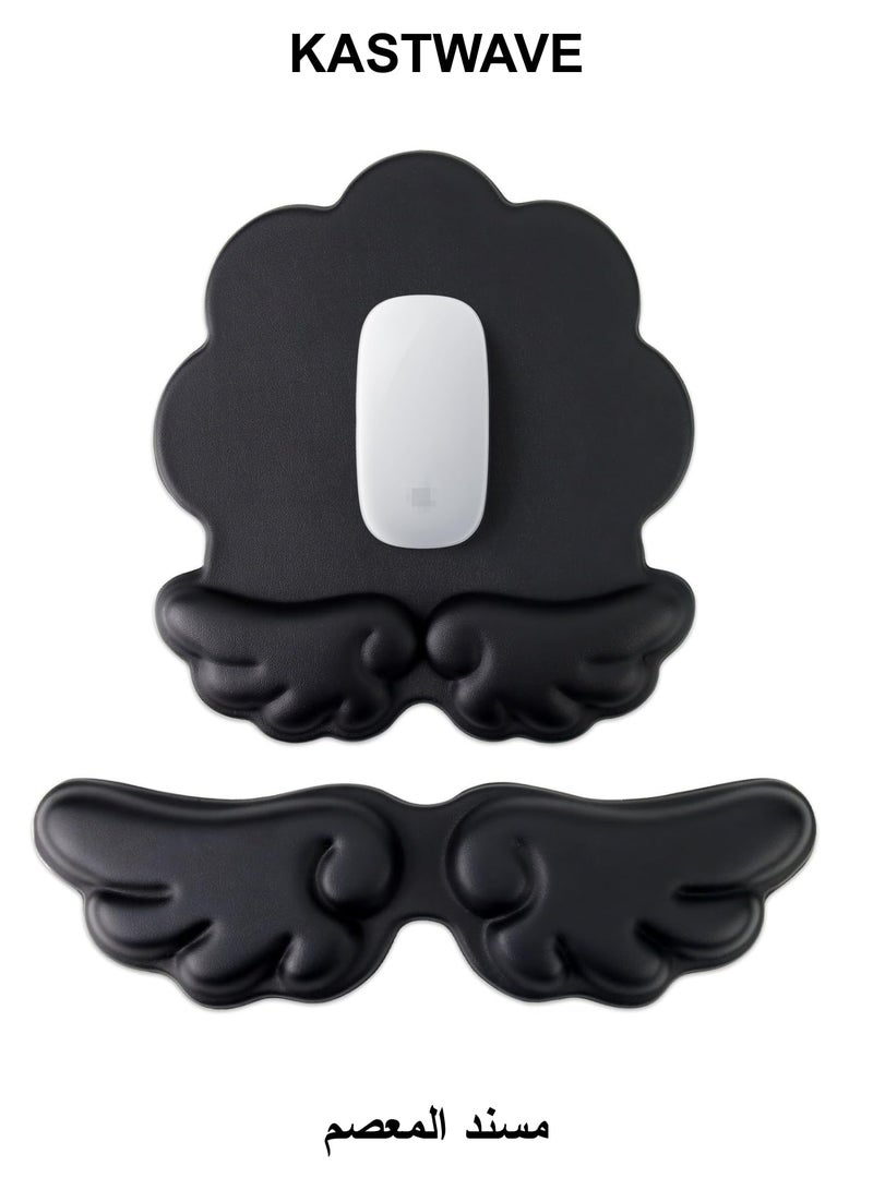 KASTWAVE Wrist Rest for Keyboard & Mouse, Set of 2 Memory Foam Wings Palm Rest Keyboard with Non-Slip Base, Ergonomic Cloud Arm Rest Keyboard for Easy Typing Pain Relief for Gaming/Laptop - Image 1
