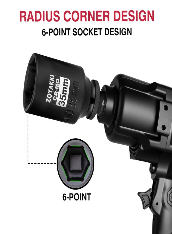 ZOYAKKI 1/2" Drive x 35 mm Deep 6 PT Impact Socket, CR-MO, 1/2-inch Drive 6 Point Axle Nut Socket for Easy Removal of Axle Shaft Nuts (35MM - Image 4
