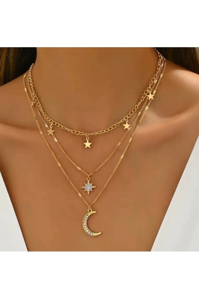 Goolsky Trending Metal Crescent Moon & Star Necklace with Rhinestones – Women’s Bell Charm Pendant Jewelry, Sparkling - Image 3