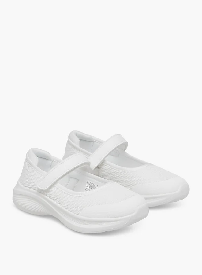 داش Girls Textured School Shoes with Hook and Loop Closure