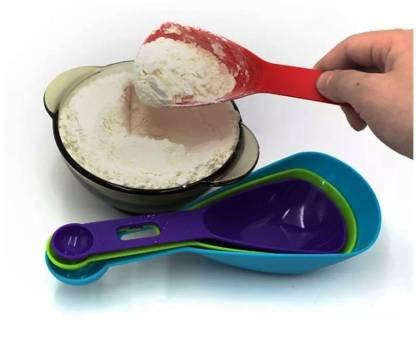 Bekner Compact Food Measurement Preparation Measure Measuring Spoon and Cup Set, Set of 4 (Multi-Colour) - Image 3