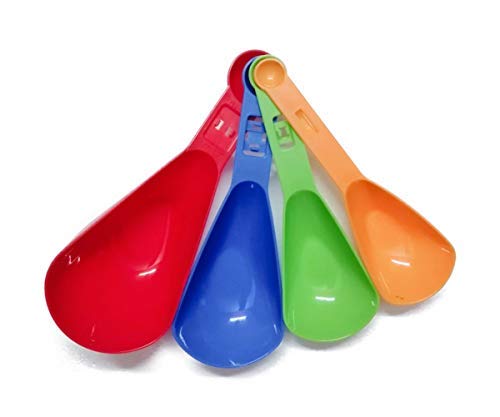 Bekner Compact Food Measurement Preparation Measure Measuring Spoon and Cup Set, Set of 4 (Multi-Colour) - Image 1