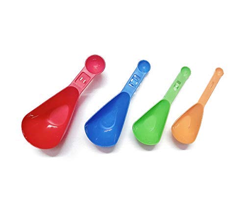 Bekner Compact Food Measurement Preparation Measure Measuring Spoon and Cup Set, Set of 4 (Multi-Colour) - Image 5