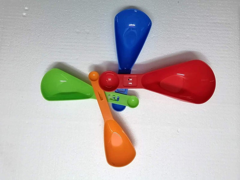 Bekner Compact Food Measurement Preparation Measure Measuring Spoon and Cup Set, Set of 4 (Multi-Colour) - Image 4
